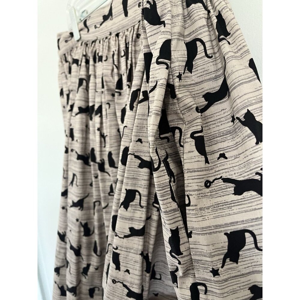 Bettie Page by Coral Jade Halloween Black Cat Circle Swing Skirt w/pockets Sz XL - Picture 4 of 5
